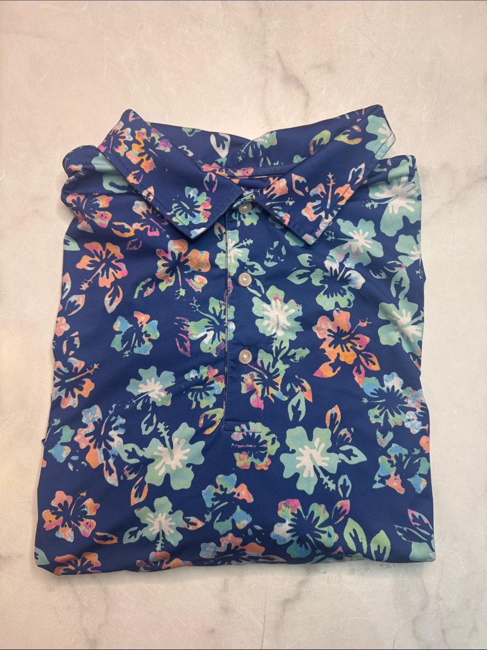chubbies Navy Tropical Floral Print Polo